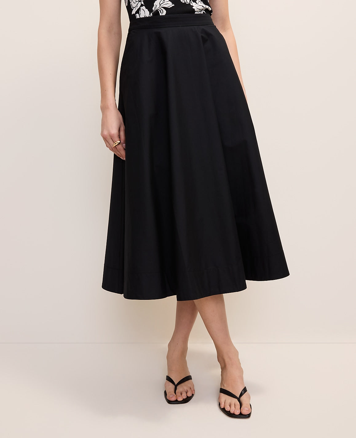 Ann Taylor Black Full Midi Skirt