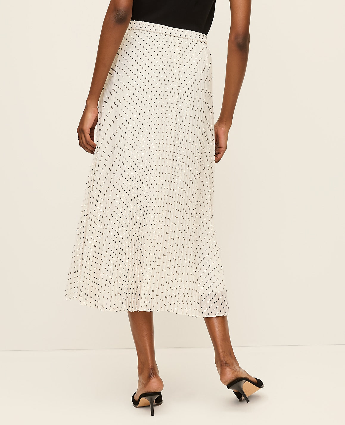 Ann Taylor Winter White Polka Dot Chiffon Midi Skirt