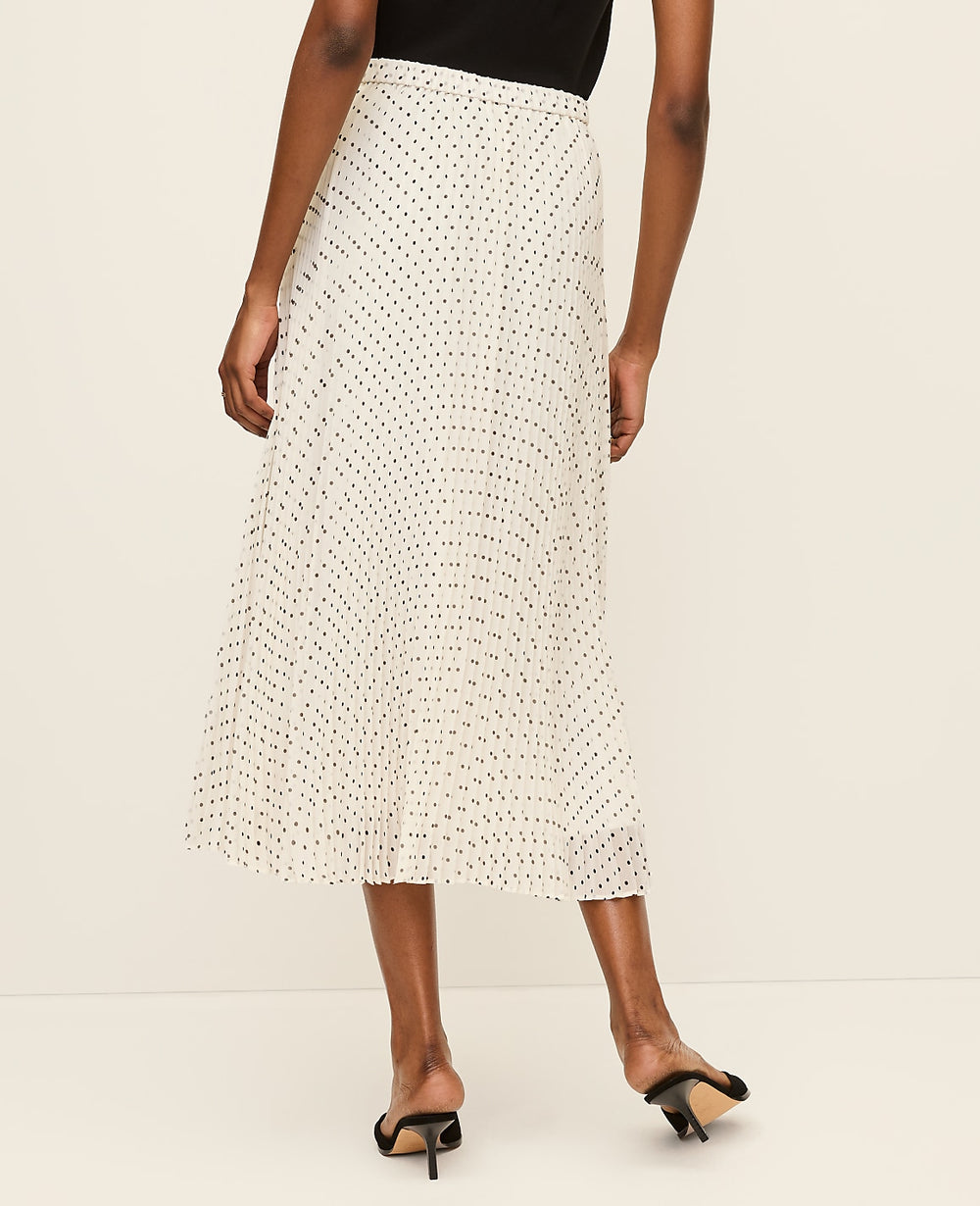 Ann Taylor Winter White Polka Dot Chiffon Midi Skirt