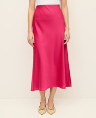 Ann Taylor Bougainvillea Satin Bias Midi Slip Skirt