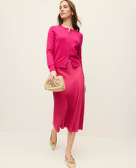 Ann Taylor Bougainvillea Satin Bias Midi Slip Skirt