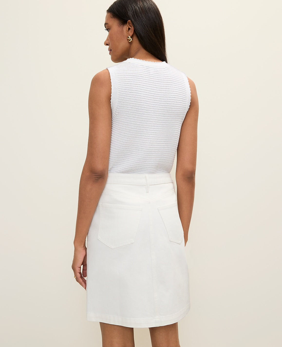 Ann Taylor White Weekend Eyelet Denim Skirt