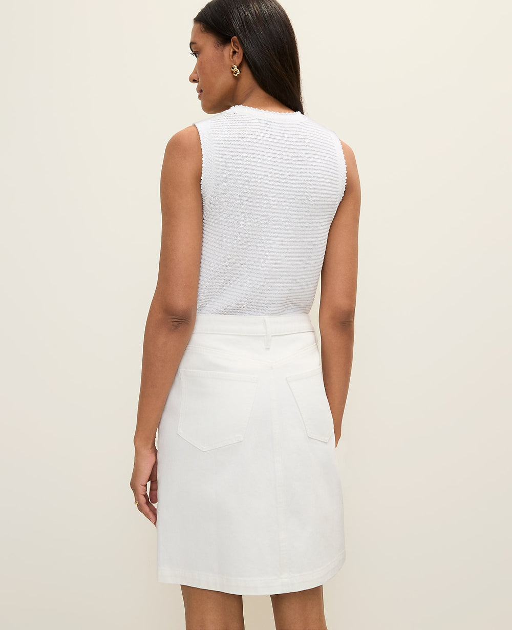 Ann Taylor White Weekend Eyelet Denim Skirt