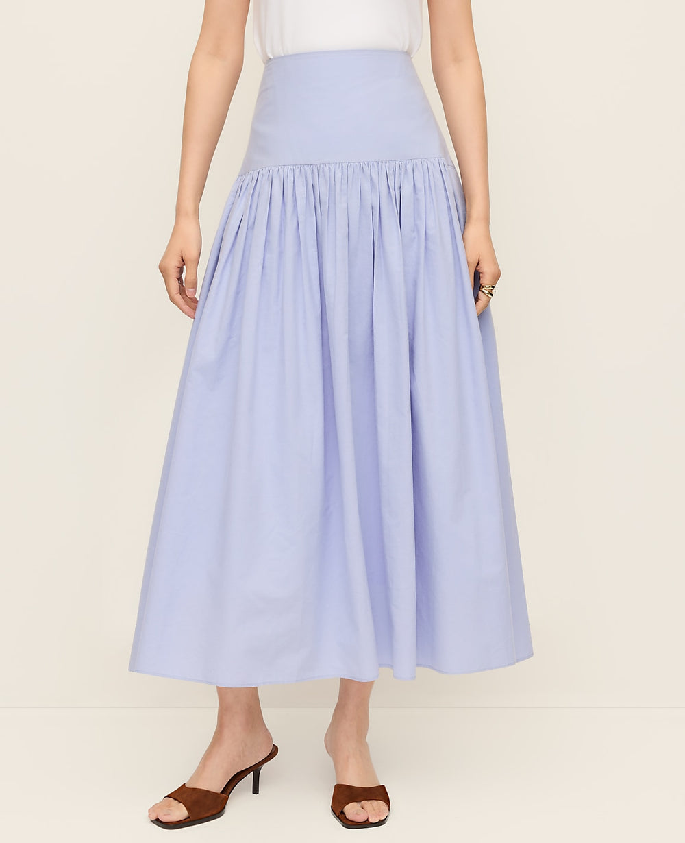 Ann Taylor Blue Hydrangea Gathered Maxi Skirt