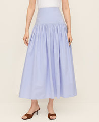 Ann Taylor Blue Hydrangea Gathered Maxi Skirt