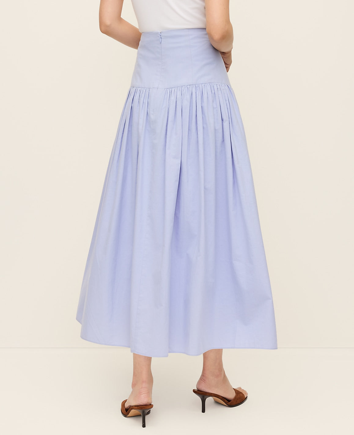 Ann Taylor Blue Hydrangea Gathered Maxi Skirt