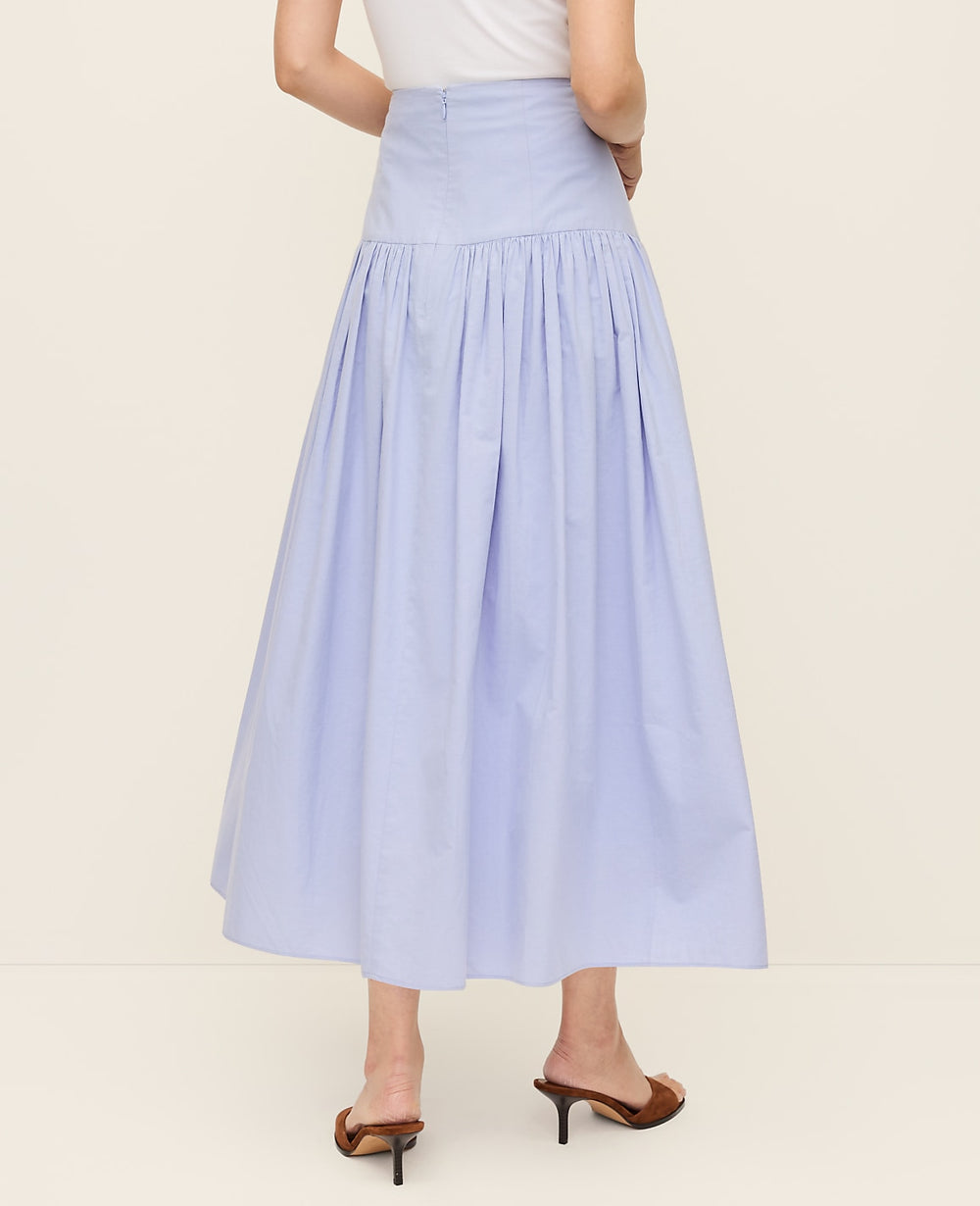 Ann Taylor Blue Hydrangea Gathered Maxi Skirt