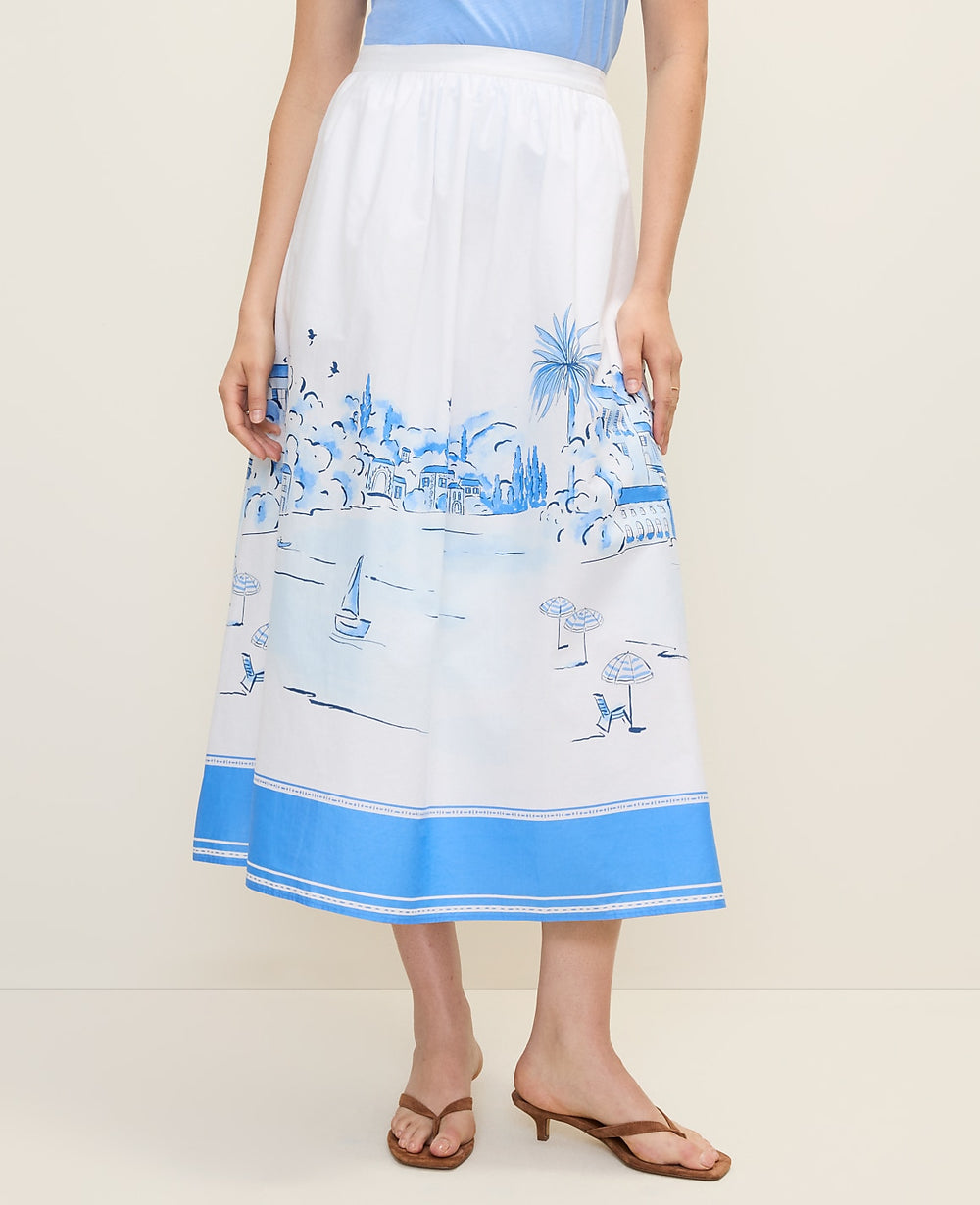 Ann Taylor Wave Pool B Weekend Printed Full Midi Skirt