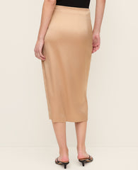 Ann Taylor Cafe Au Lait Satin Wrap Midi Skirt