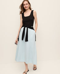 Ann Taylor Mountain Air Cotton Gauze Drawstring Midi Skirt
