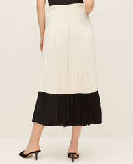 Ann Taylor Winter White Colorblock Pleated Midi Skirt