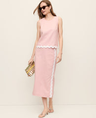 Ann Taylor Rose Veil Midi Skirt in Linen Blend