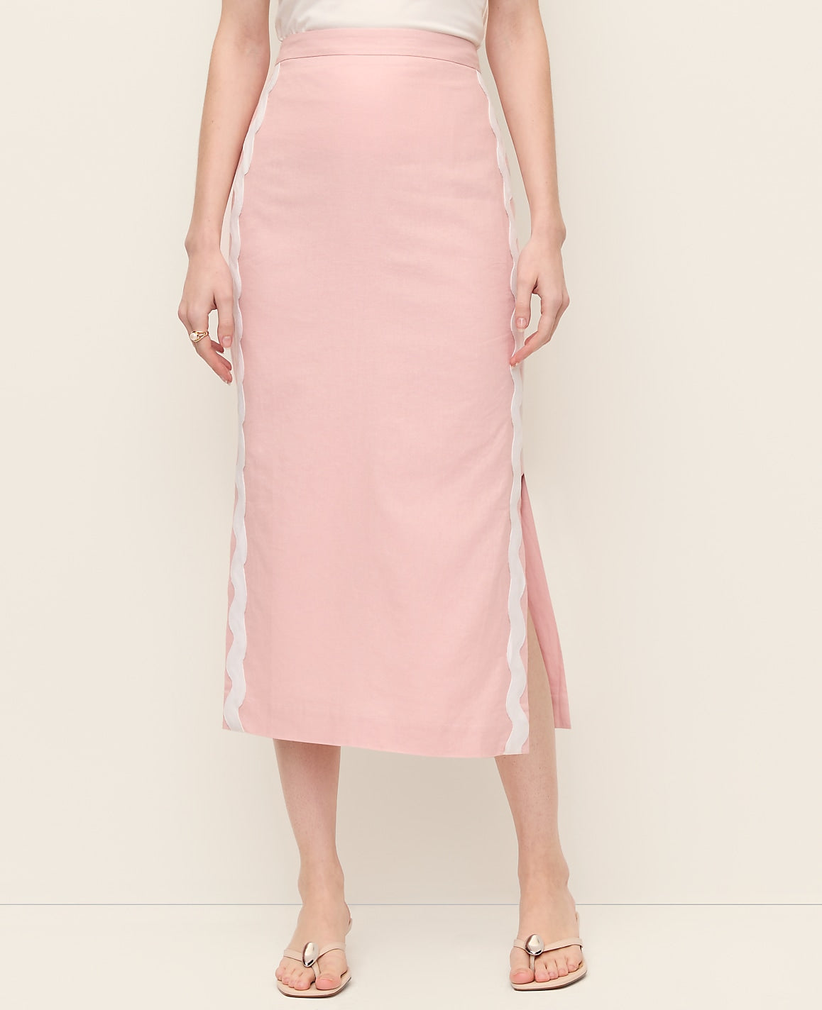 Ann Taylor Rose Veil Midi Skirt in Linen Blend