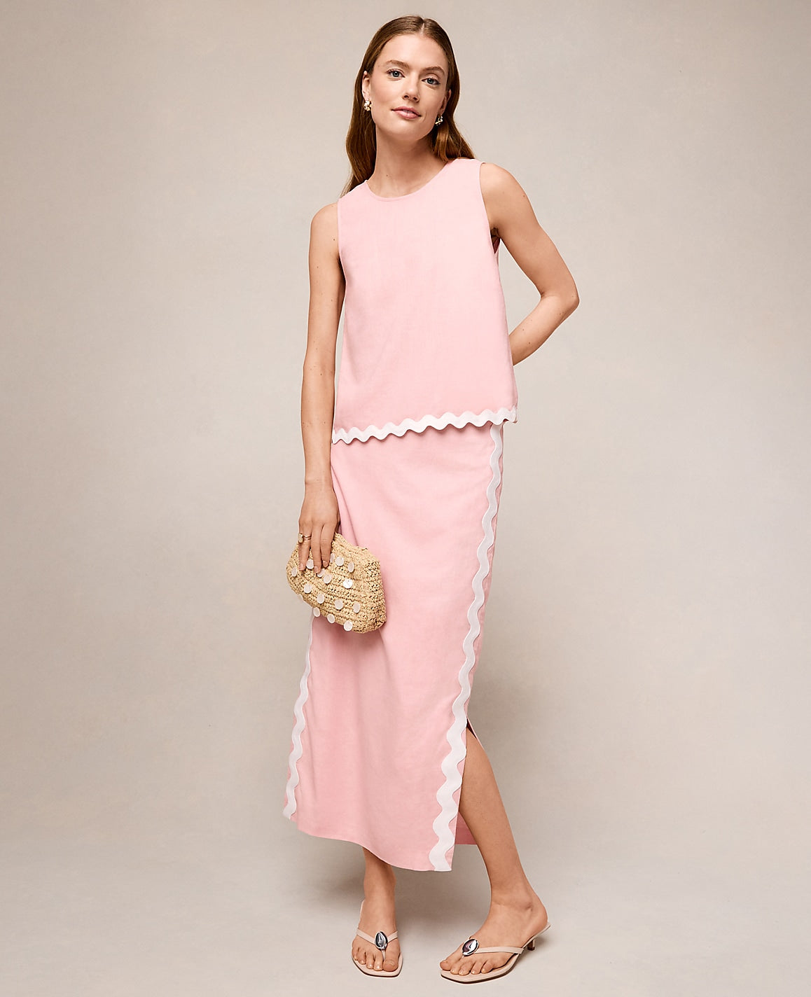 Ann Taylor Rose Veil Midi Skirt in Linen Blend