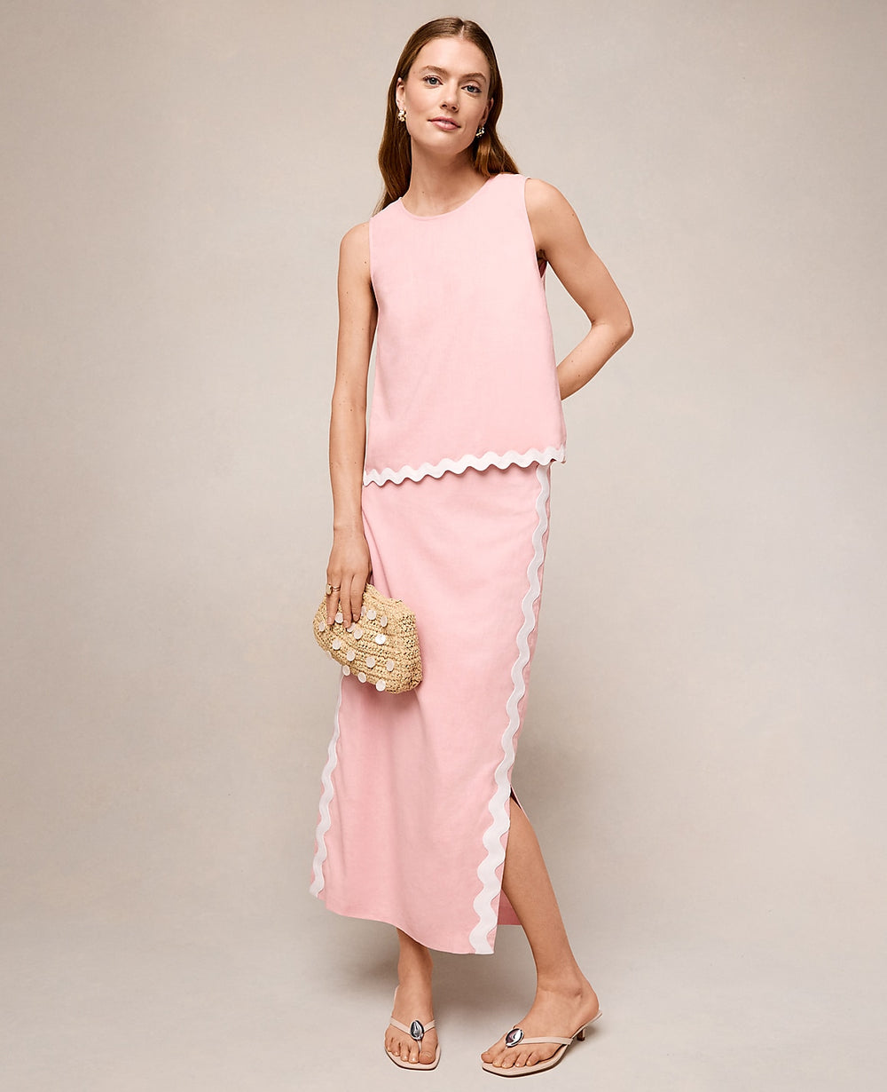 Ann Taylor Rose Veil Midi Skirt in Linen Blend
