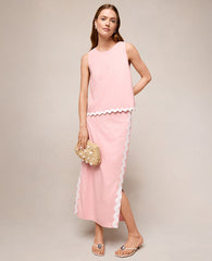 Ann Taylor Rose Veil Midi Skirt in Linen Blend