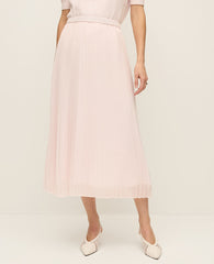 Ann Taylor Blush Haze Chiffon Pleated Midi Skirt