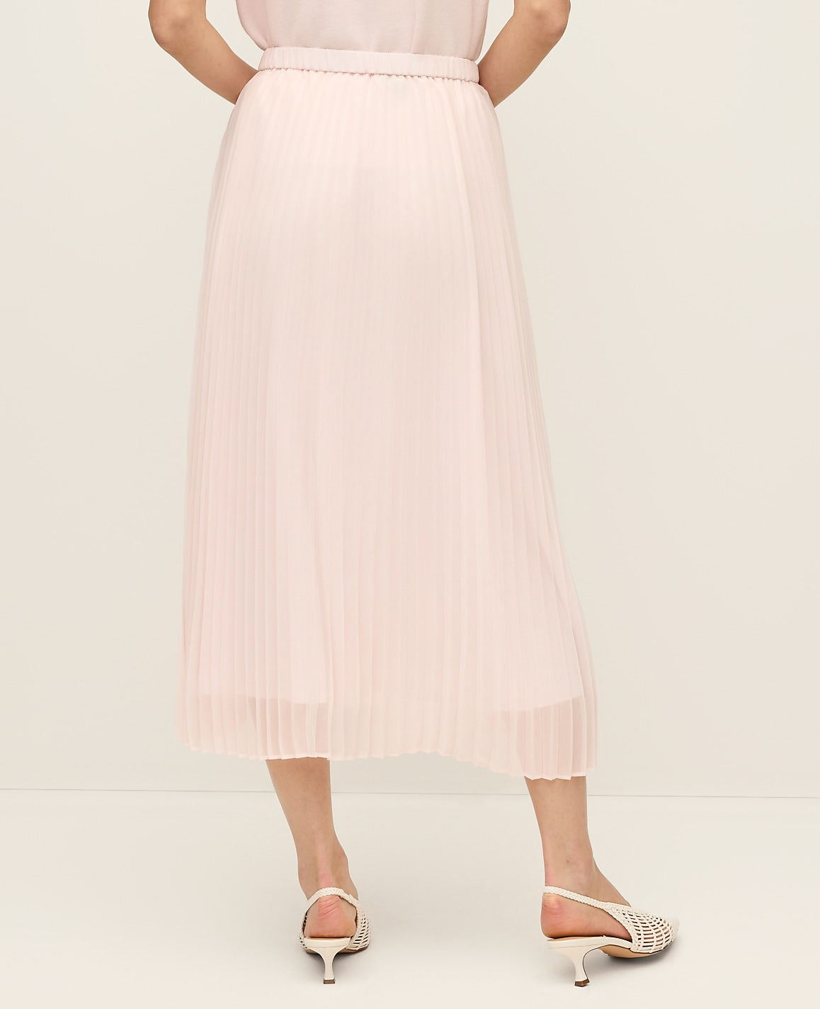 Ann Taylor Blush Haze Chiffon Pleated Midi Skirt