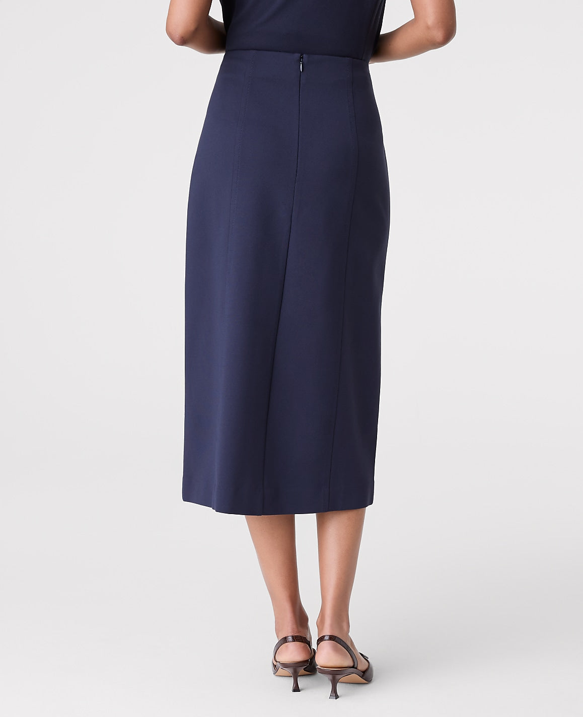Ann Taylor Night Sky Ponte Button Wrap Midi Skirt