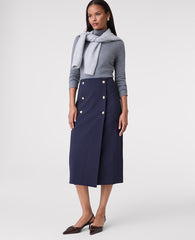 Ann Taylor Night Sky Ponte Button Wrap Midi Skirt