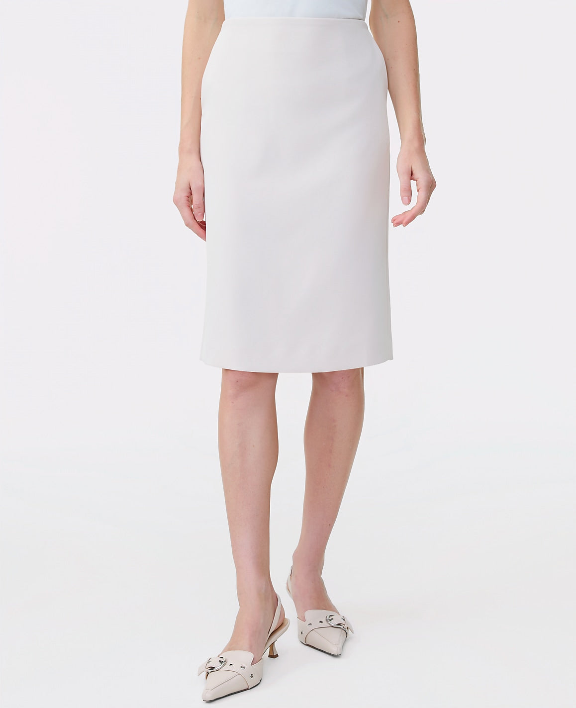 Ann Taylor Ivory Whisper The Pocket Midi Skirt in Fluid Crepe