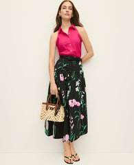 Ann Taylor Black Floral Gathered Maxi Skirt