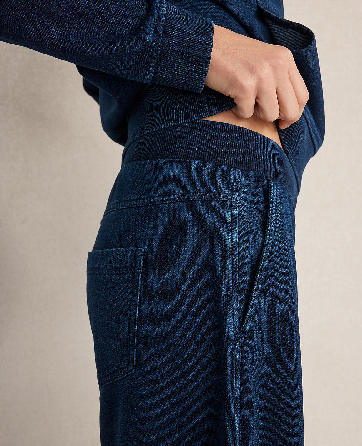 Ann Taylor Dark Indigo Haven Well Within Indigo Cotton Terry Wide Leg Pants