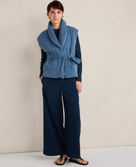 Ann Taylor Dark Indigo Haven Well Within Indigo Cotton Terry Wide Leg Pants