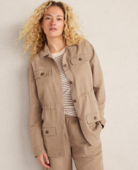 Ann Taylor Neutral Haven Well Within Linen Blend Dobby Jacket
