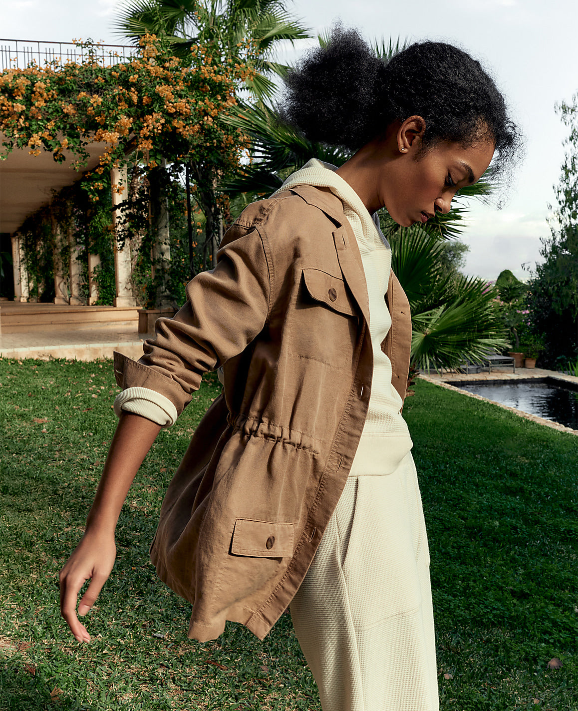 Ann Taylor Neutral Haven Well Within Linen Blend Dobby Jacket