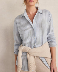 Ann Taylor Ocean Wave Haven Well Within The Daily Shirt in Linen Stripe