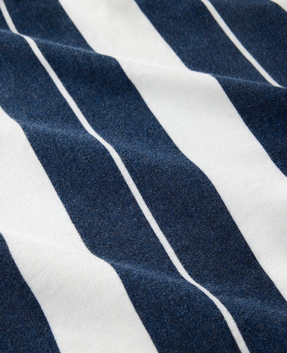 Ann Taylor Twilight Wash Haven Well Within Organic Cotton Interlock Stripe Johnny Collar Top