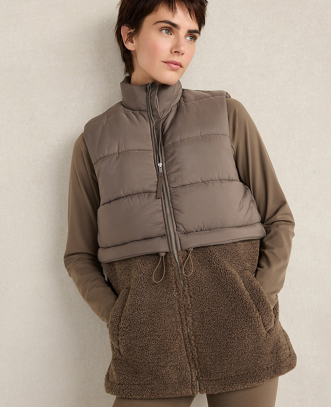 Ann Taylor Saddle Brown Haven Well Within Sherpa Puffer Vest