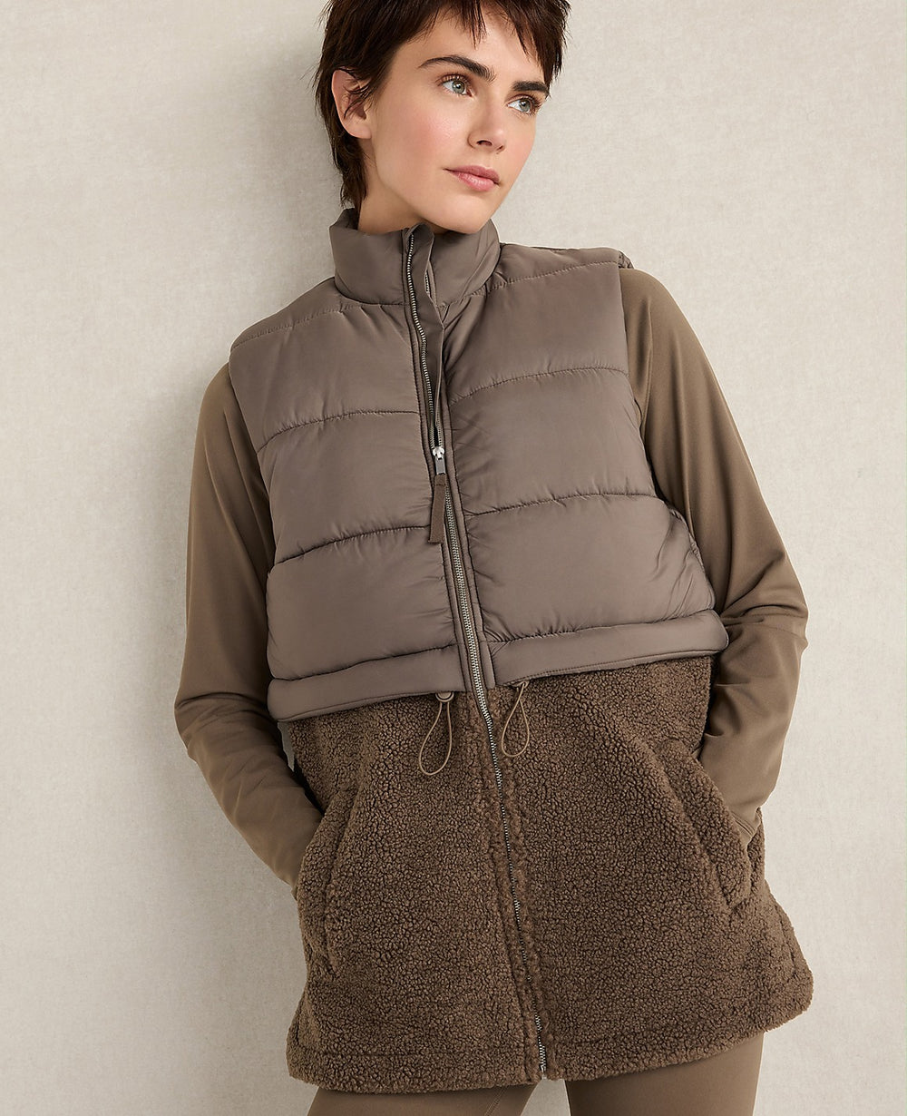 Ann Taylor Saddle Brown Haven Well Within Sherpa Puffer Vest