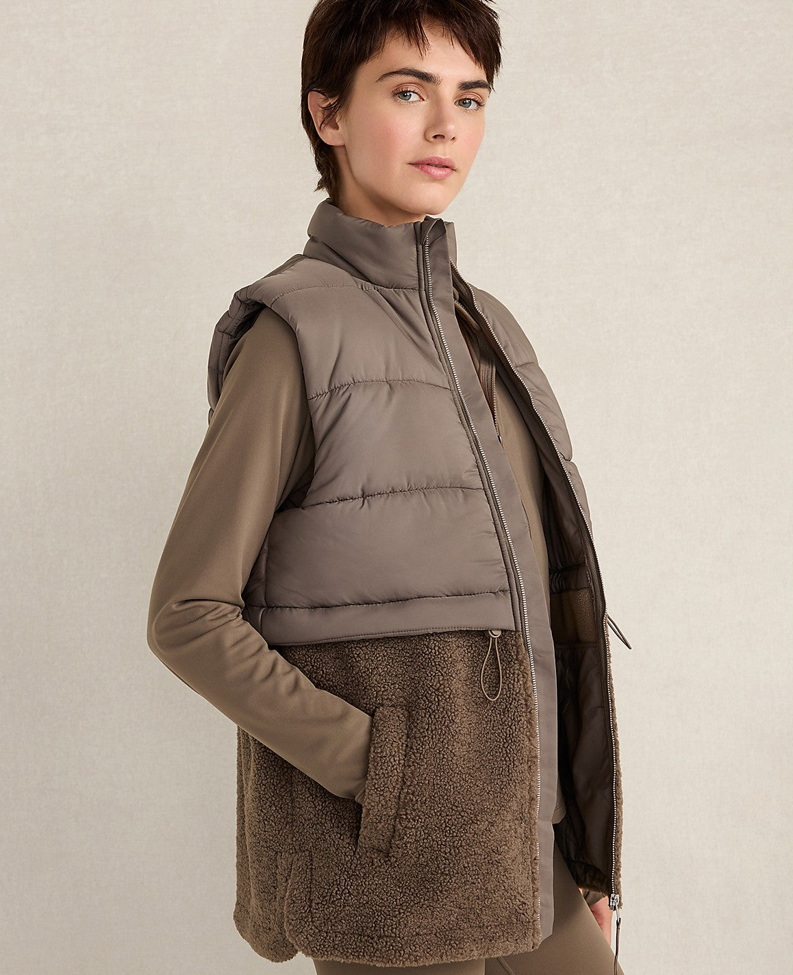 Ann Taylor Saddle Brown Haven Well Within Sherpa Puffer Vest
