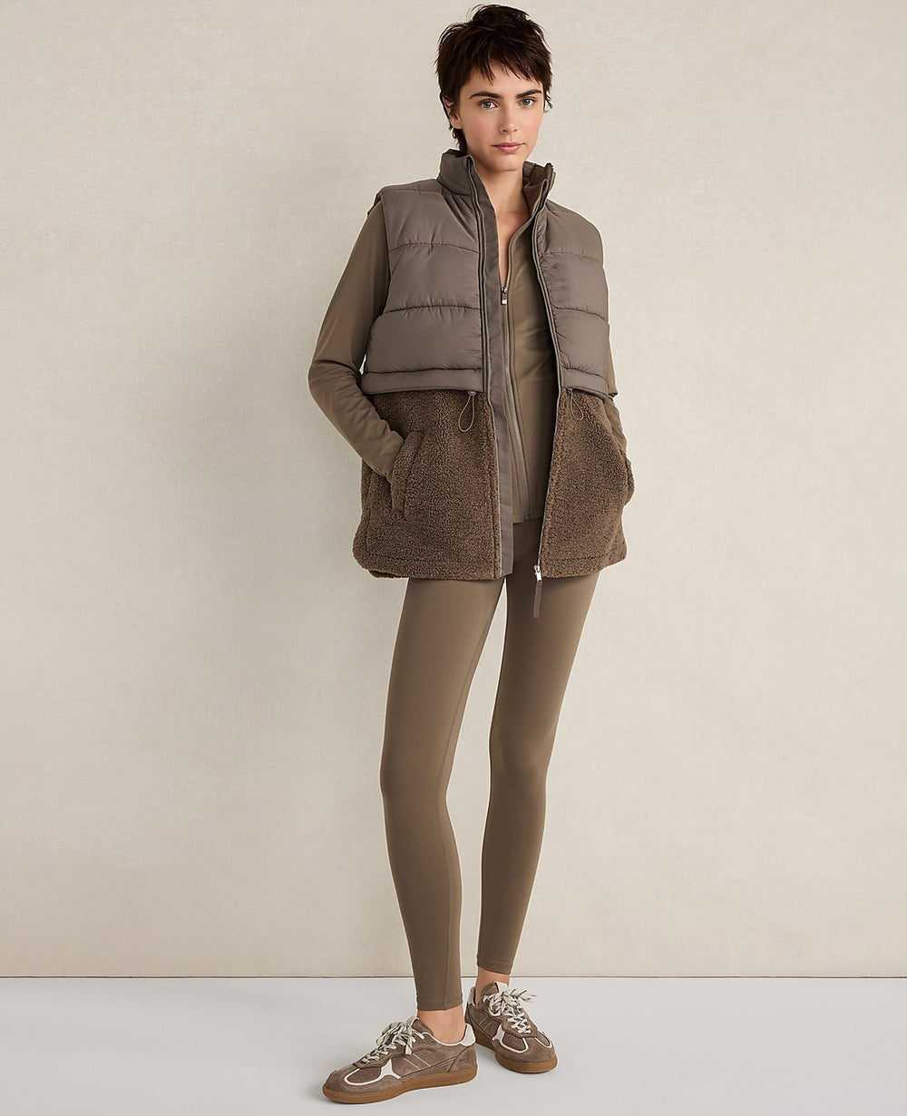 Ann Taylor Saddle Brown Haven Well Within Sherpa Puffer Vest
