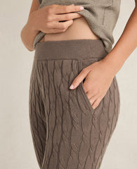 Ann Taylor Saddle Brown Haven Well Within Organic Cotton Cashmere Cable Joggers