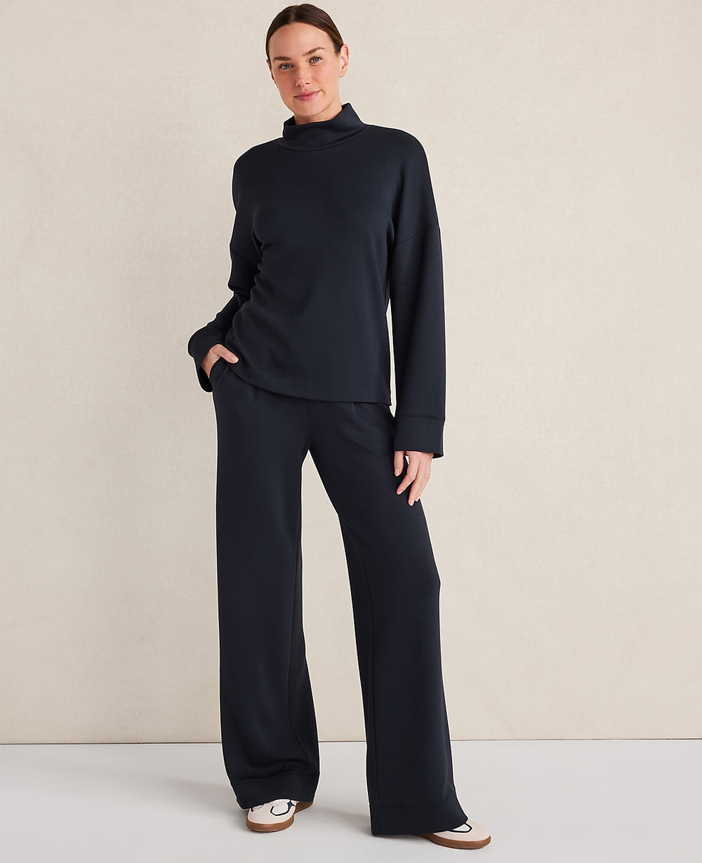 Ann Taylor Nightfall Blue Haven Well Within Soft Knit Mock Neck Top