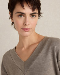 Ann Taylor Forest Brown Heather Haven Well Within Soft Knit V-Neck Top