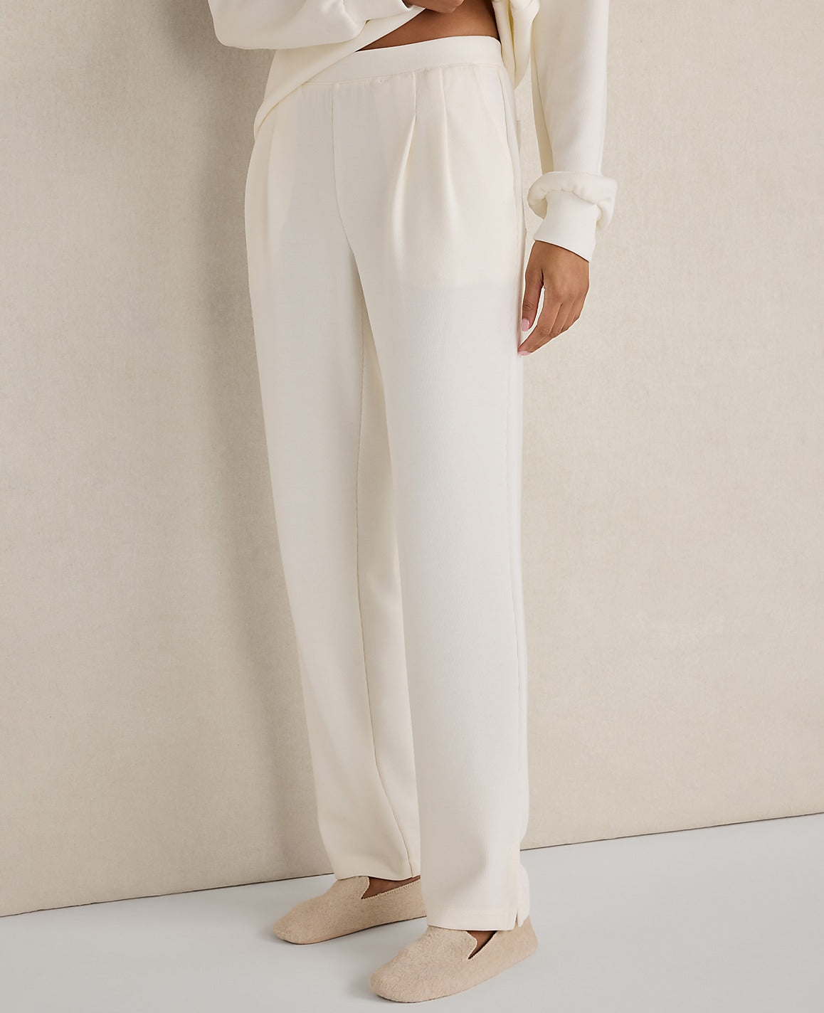 Ann Taylor Ivory Haven Well Within Double Knit Pleated Pants