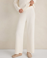 Ann Taylor Ivory Haven Well Within Organic Cotton Cashmere Waffle Wide Leg Pants