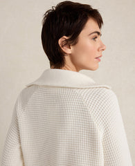 Ann Taylor Ivory Haven Well Within Organic Cotton Cashmere Waffle Pullover