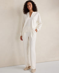 Ann Taylor Ivory Haven Well Within Double Knit Split Neck Top