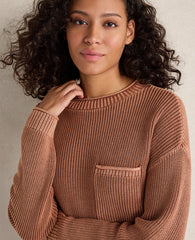 Ann Taylor Smokey Rose Haven Well Wthin Cotton Shaker Stitch Pocket Crewneck