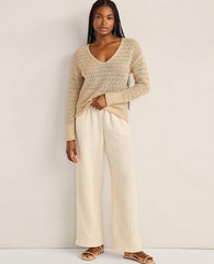 Ann Taylor Farro Haven Well Within Textured Cotton V-Neck Sweater