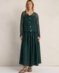 Ann Taylor Deep Turquoise Haven Well Within Organic Cotton Pointelle Cardigan