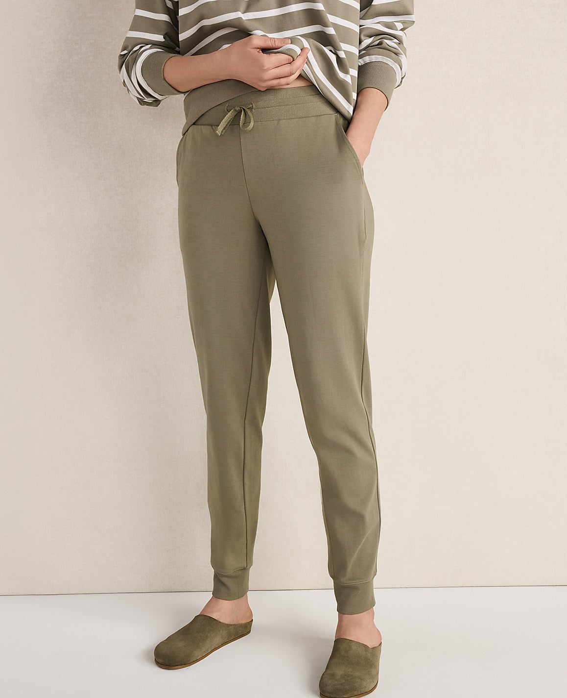 Ann Taylor Vetiver Haven Well Within Organic Cotton Interlock Joggers