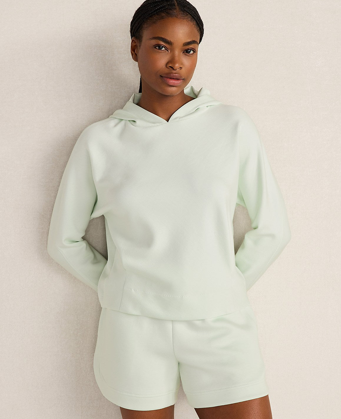 Ann Taylor Trellis Haven Well Within Soft Knit Pleated Hoodie
