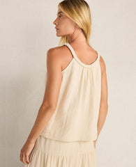 Ann Taylor Beige Haven Well Within Organic Cotton Gauze Braided Top