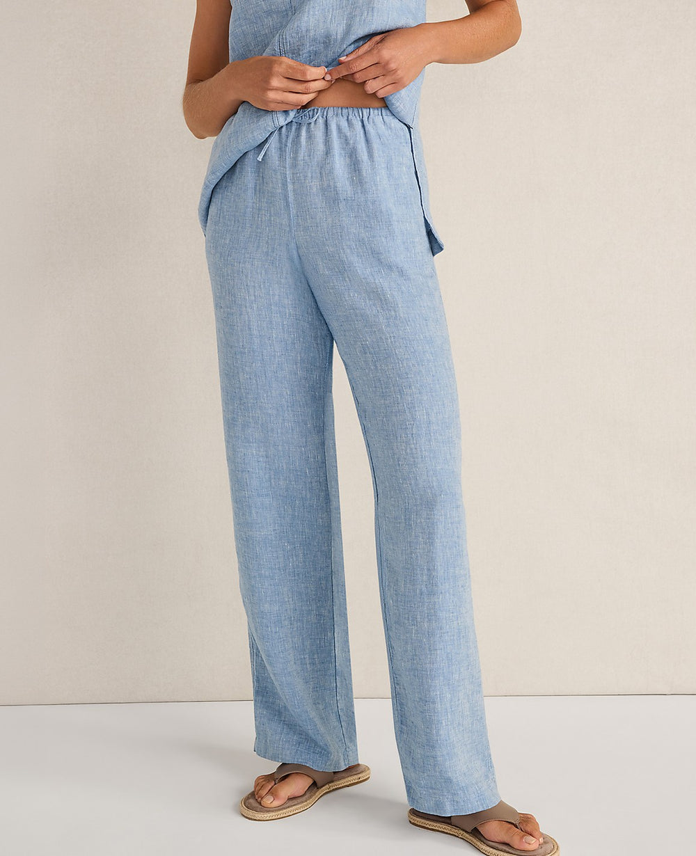 Ann Taylor Azure Blue Haven Well Within Linen Slim Pants